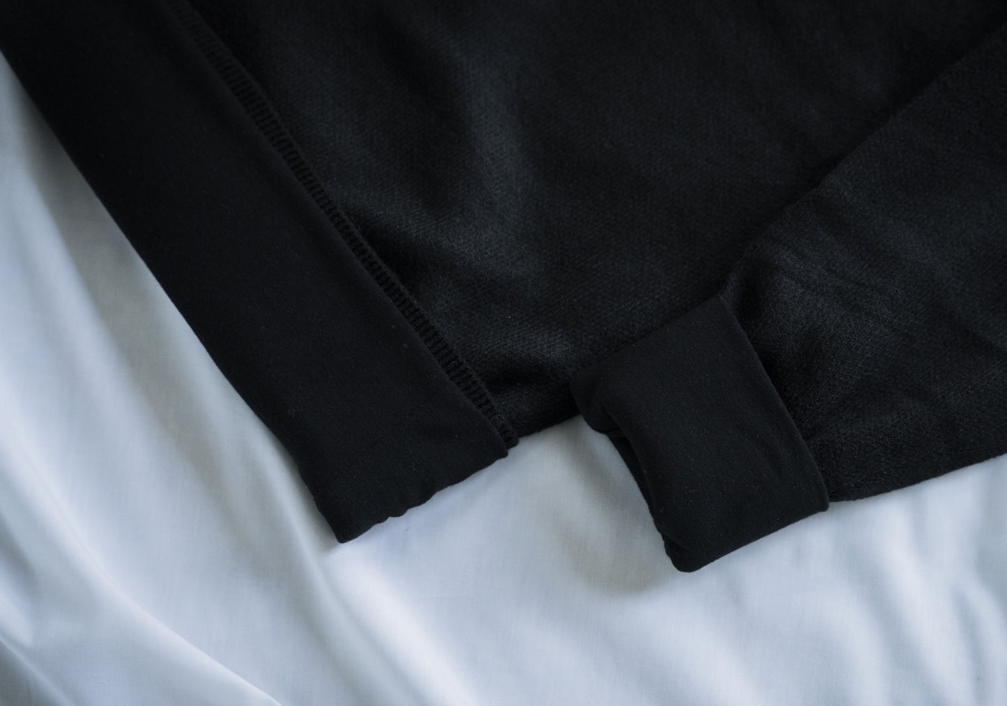 Black Dual Knit Crewneck Sweater