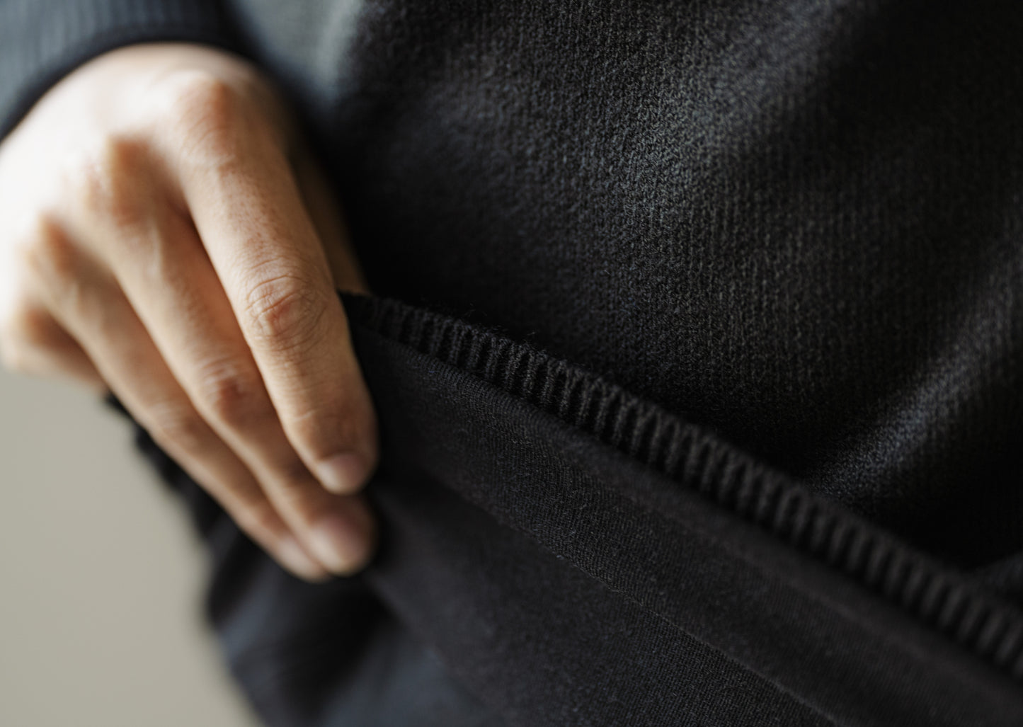 Black Dual Knit Crewneck Sweater