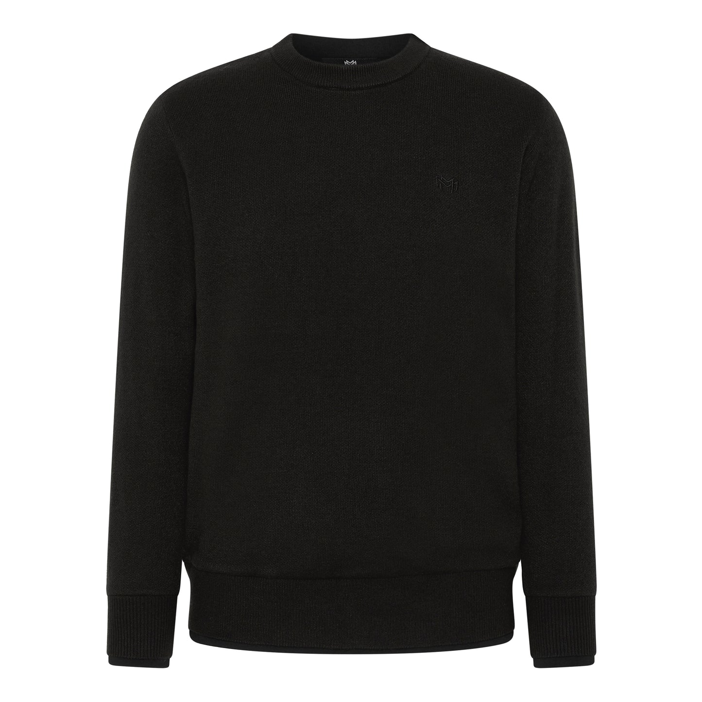 Black Dual Knit Crewneck Sweater