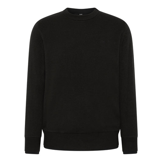 Black Dual Knit Crewneck Sweater